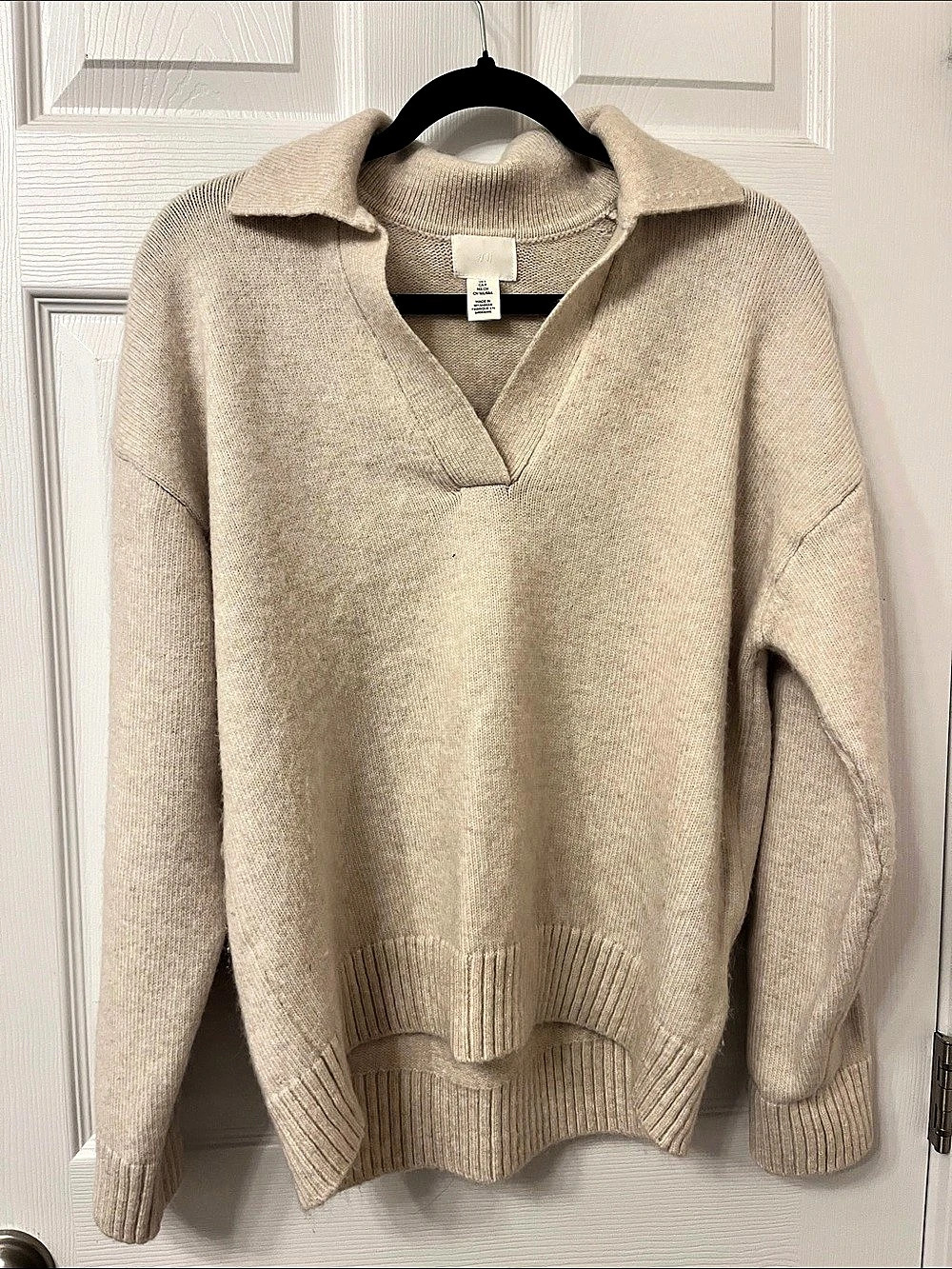 H&M Cable-Knit Polo Jumper Beige Medium